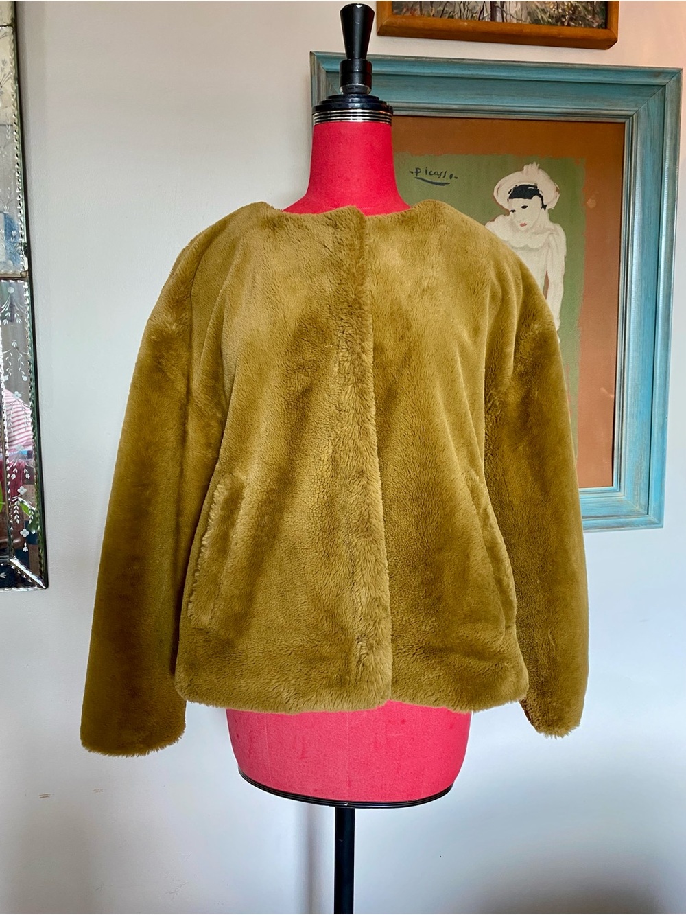 Olive Faux Fur Women's Jacket - Chic Plush Coat